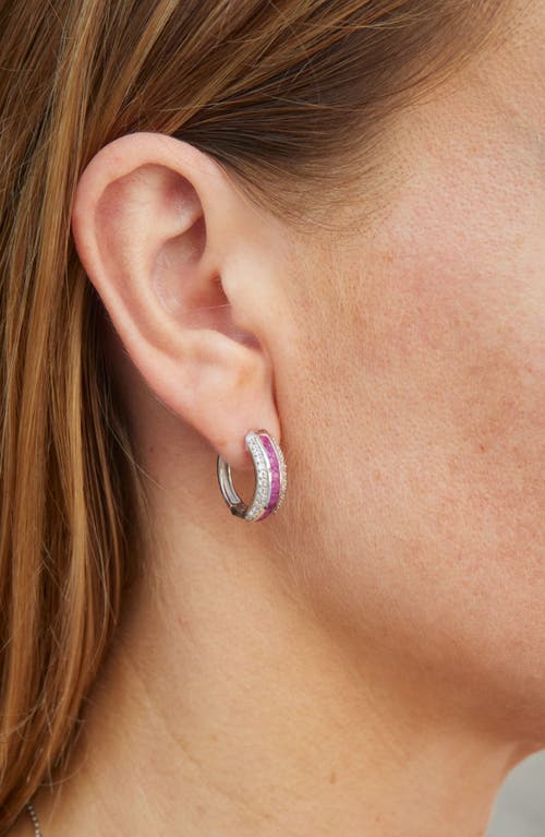 Savvy Cie Jewels Stone Hoop Earrings In Metallic