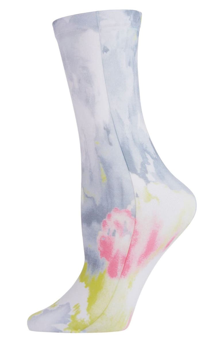 Natori Brushstroke Print Crew Socks, Main, color, Gray