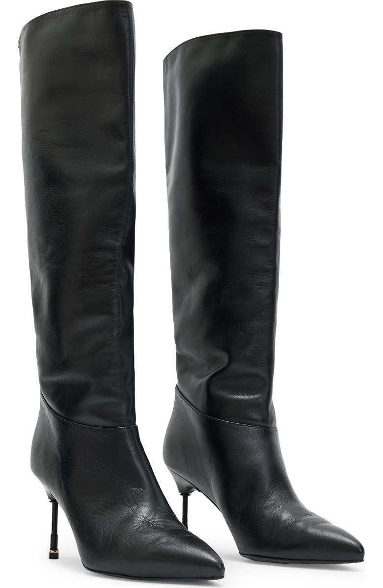 AllSaints Nori Knee High Pointed Toe Boot, Main, color,