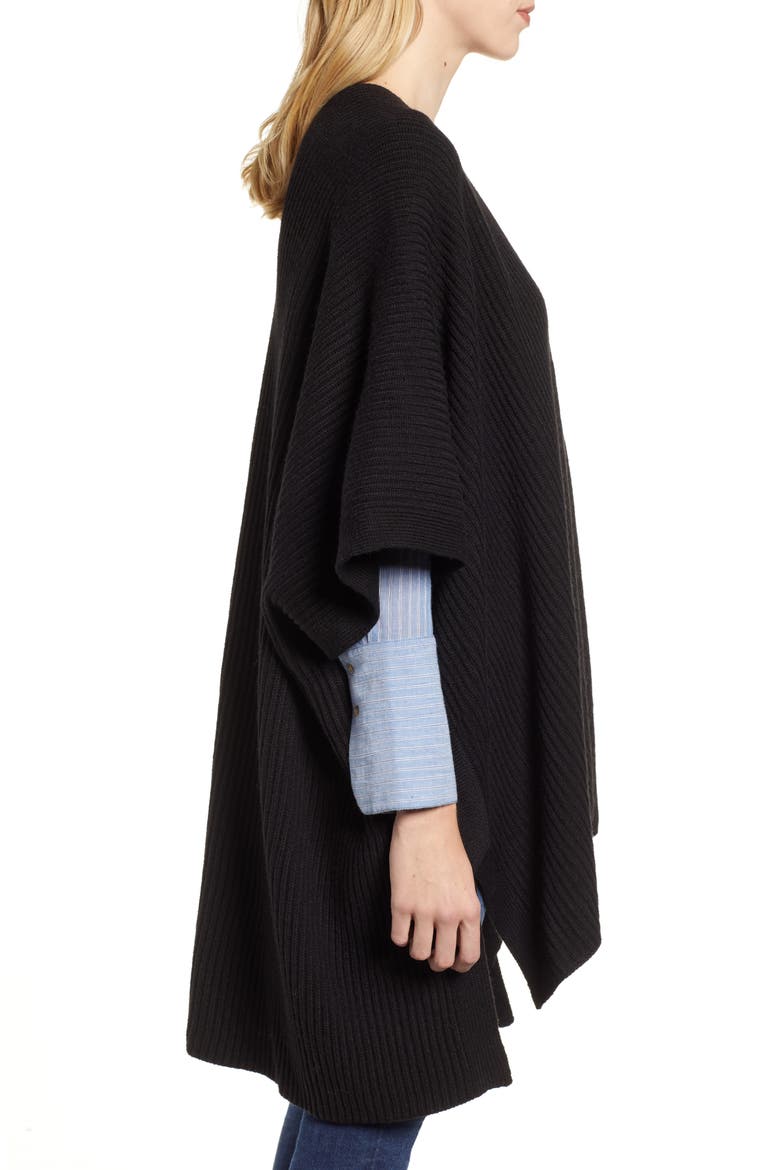 Cardigan Ruana, Alternate, color, BLACK