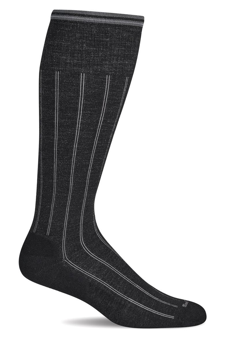 High Rise Rib Wide Calf Compression Socks, Main, color, BLACK