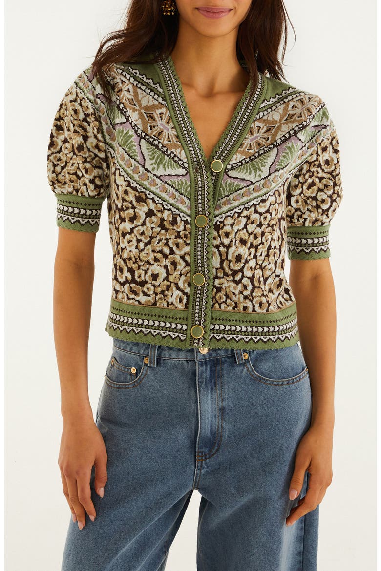 Leopard Border Print Puff Sleeve Sweater, Main, color, PRIMITIVE LEOPARDO B