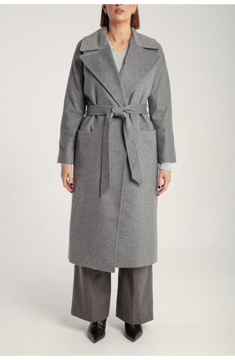 1982 Pure Cashmere Wrap Belted Midi Coat, Main, color, Mid Grey