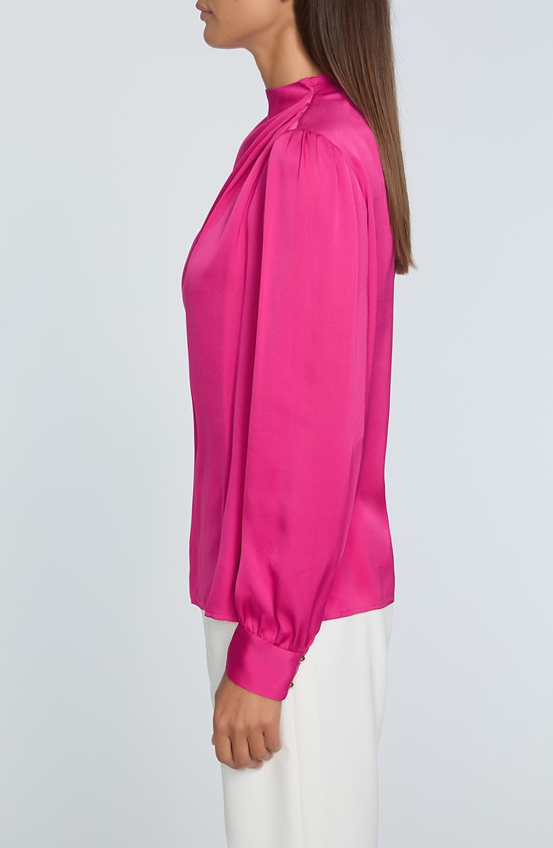 Elie Tahari The Tien Mock Neck Top, Alternate, color, Haute Pink