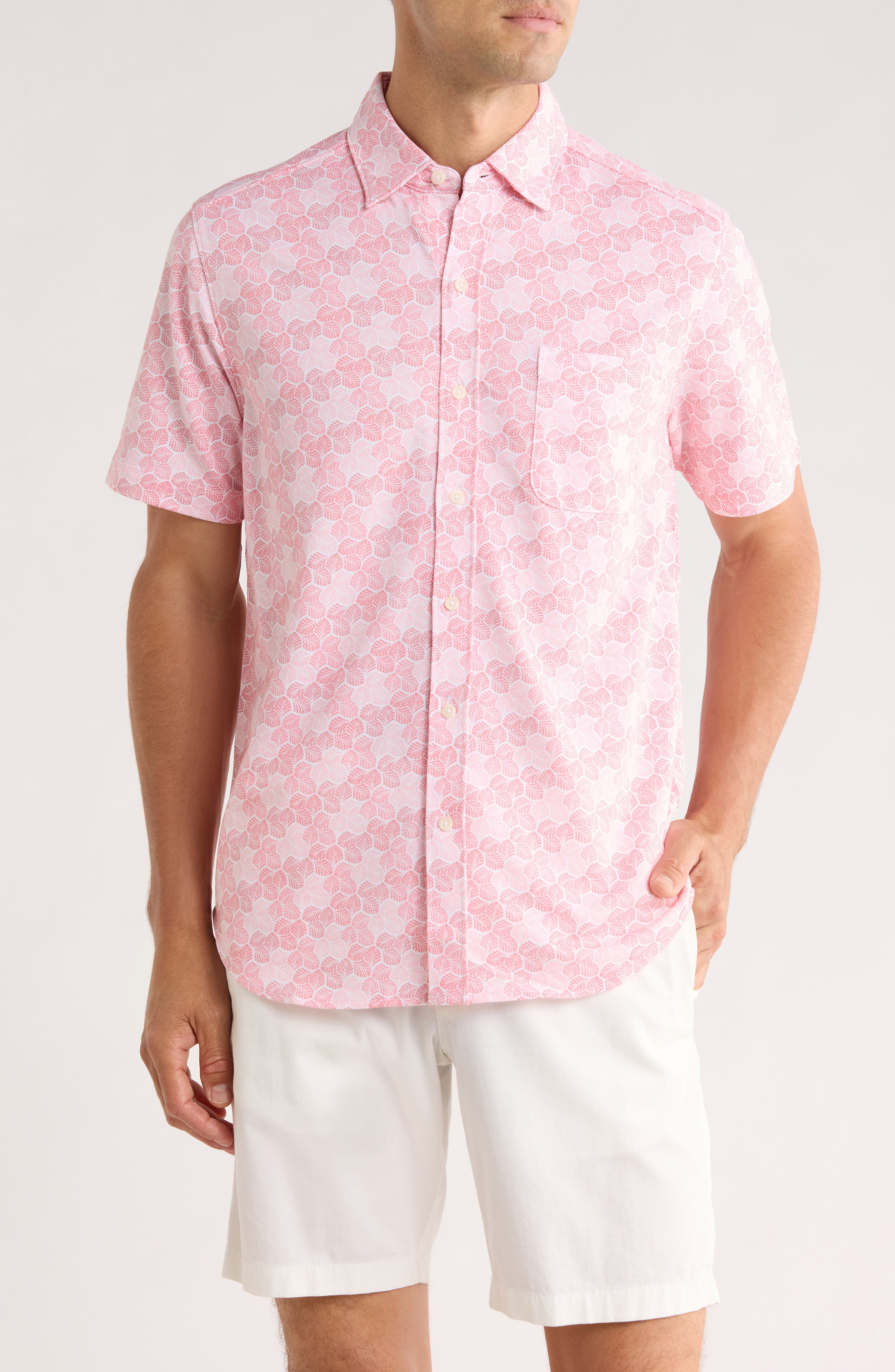 Tommy Bahama Honeycomb Geo Print Short Sleeve Button-Up Shirt