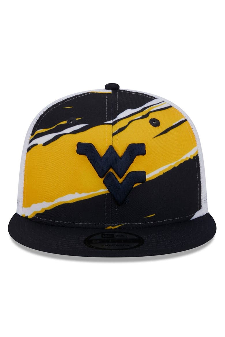 Men's New Era Navy West Virginia Mountaineers Tear Trucker 9FIFTY Snapback Hat, Alternate, color, Navy