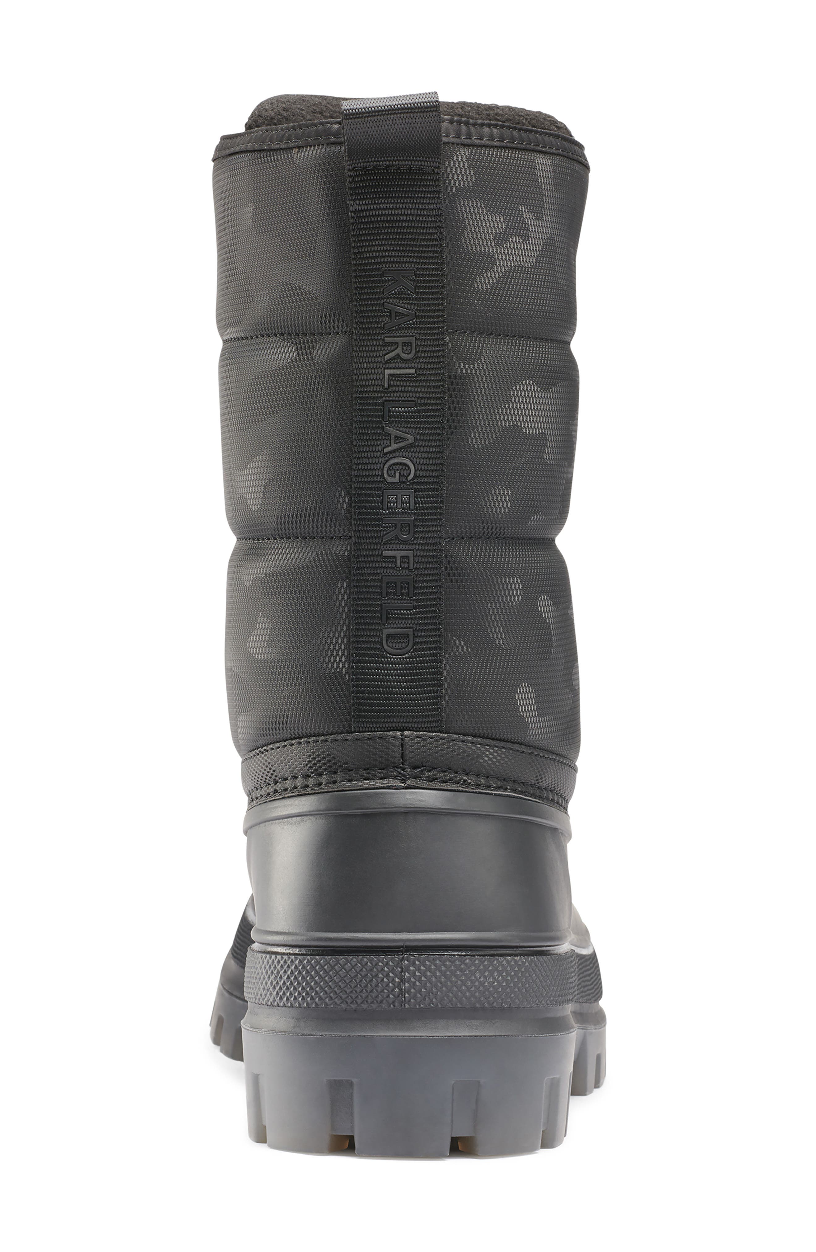KARL LAGERFELD PARIS Water Resistant Camo Boot, Alternate, color, Black