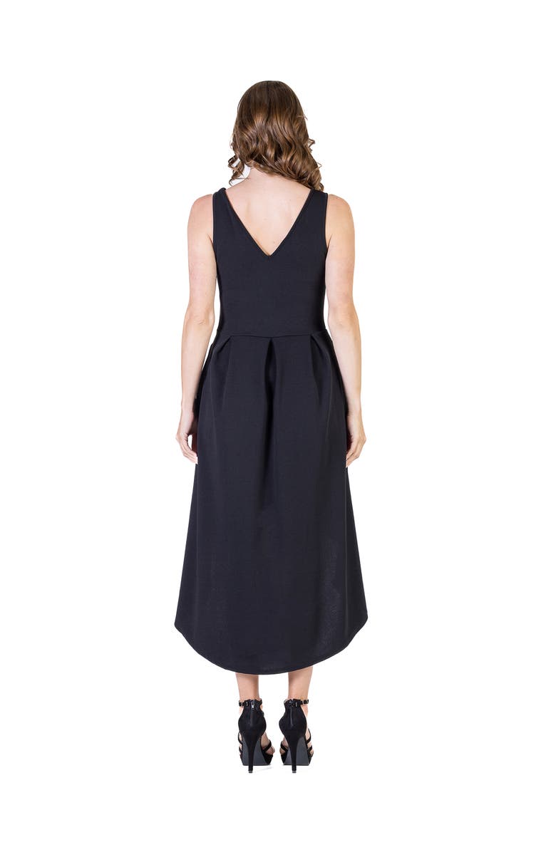 24seven Comfort Apparel Sleeveless Fit N Flare High Low Dress, Alternate, color, Black