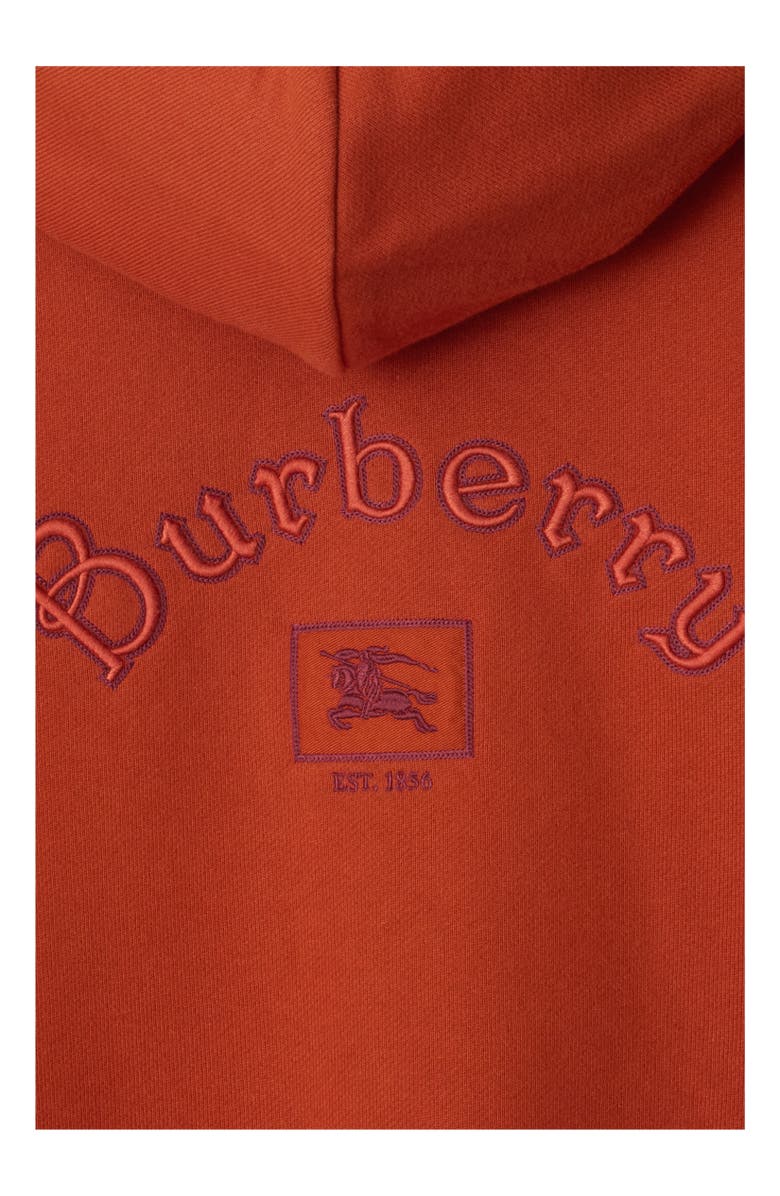 Burberry Gothic Logo Cotton Zip Hoodie, Alternate, color, Fire Orange