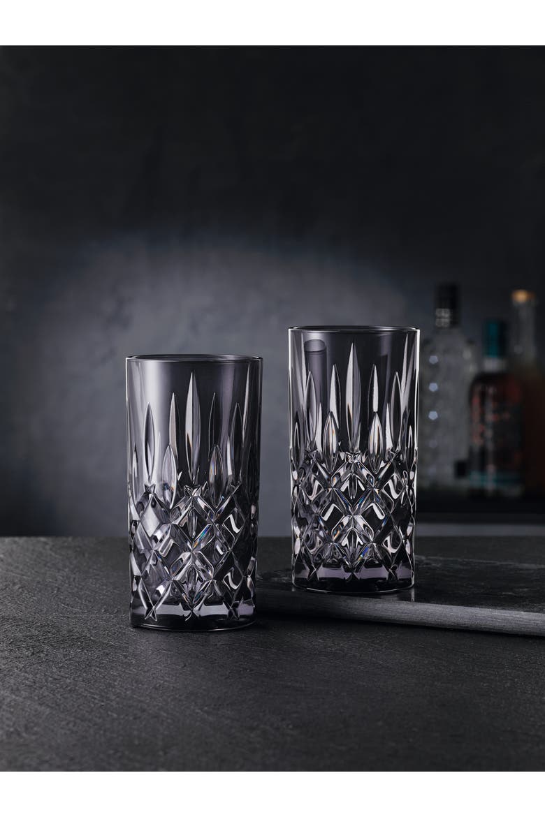 Noblesse Set of 2 Long Drink Highball Glasses, Alternate, color, Smoke
