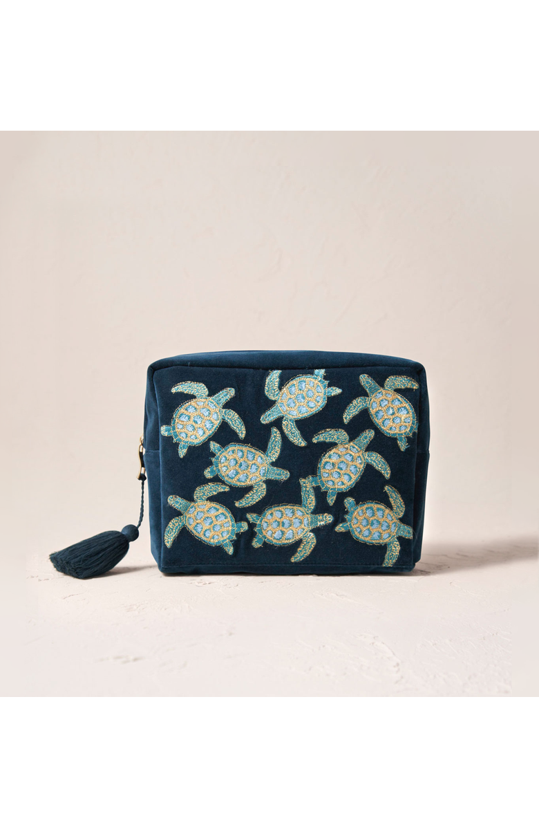 Elizabeth Scarlett Turtle Conservation Velvet Wash Bag, Main, color,