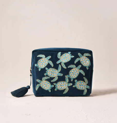 Turtle Conservation Velvet Wash Bag