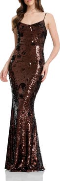 Dress the Population Giovanna Floral Appliqué Sequin Sheath Gown