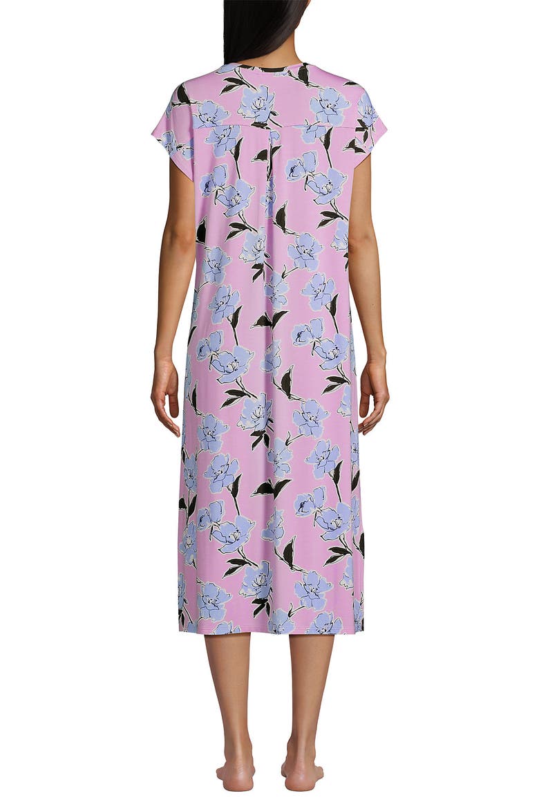 Short Sleeve Cooling Midi Nightgown, Alternate, color, Lilac Breeze Etched Floral