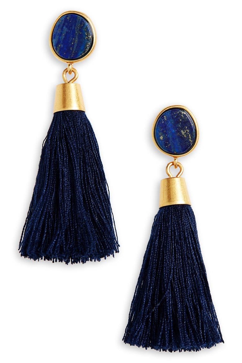 Stone Tassel Earrings, Main, color, NIGHTFALL
