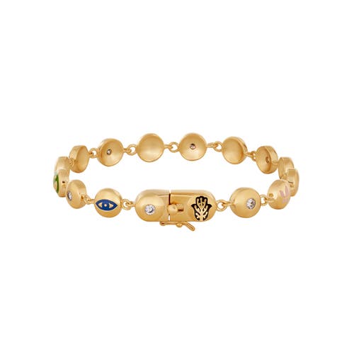 Karma And Luck Celestial Blessings Multi-symbol Bracelet In Gold/multicolor