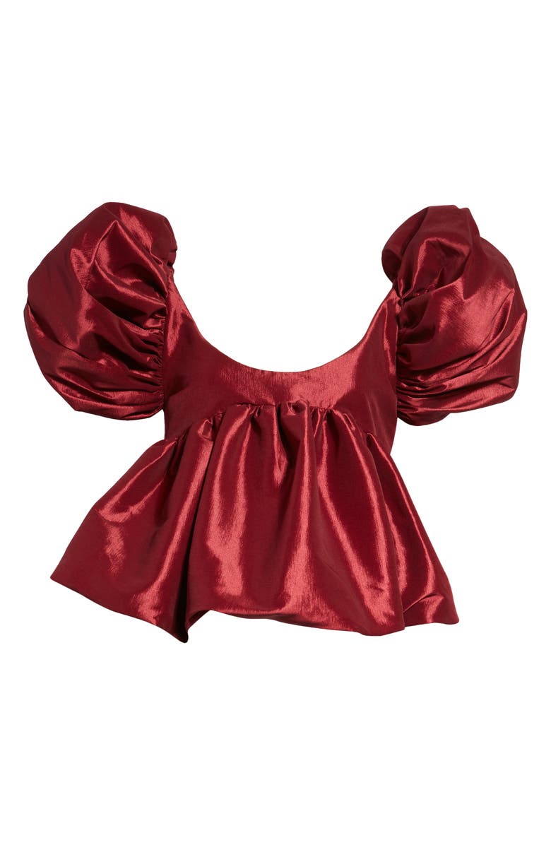 Kika Vargas Chiara Puff Sleeve Taffeta Babydoll Top, Alternate, color, 
