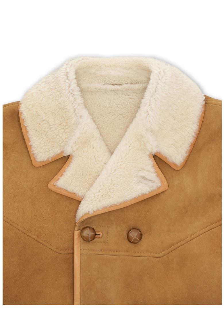 Lemans Double-Breasted Shearling Coat, Alternate, color, CAMEL