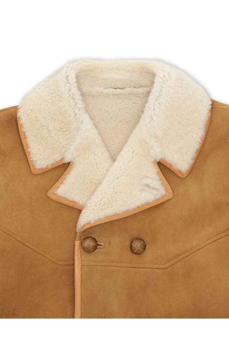 Fortela Lemans Double-Breasted Shearling Coat, Alternate, color, Camel