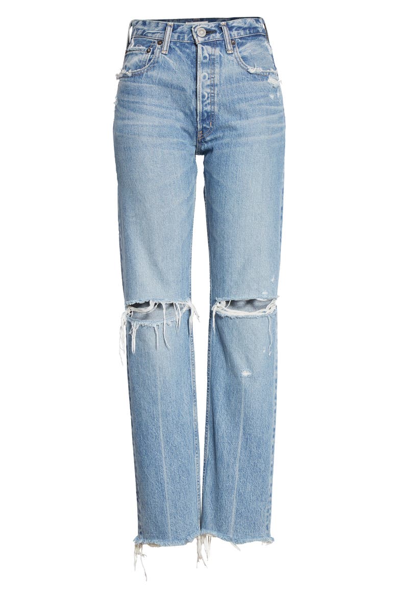 Viola Ripped Straight Leg Jeans, Alternate, color, BLUE