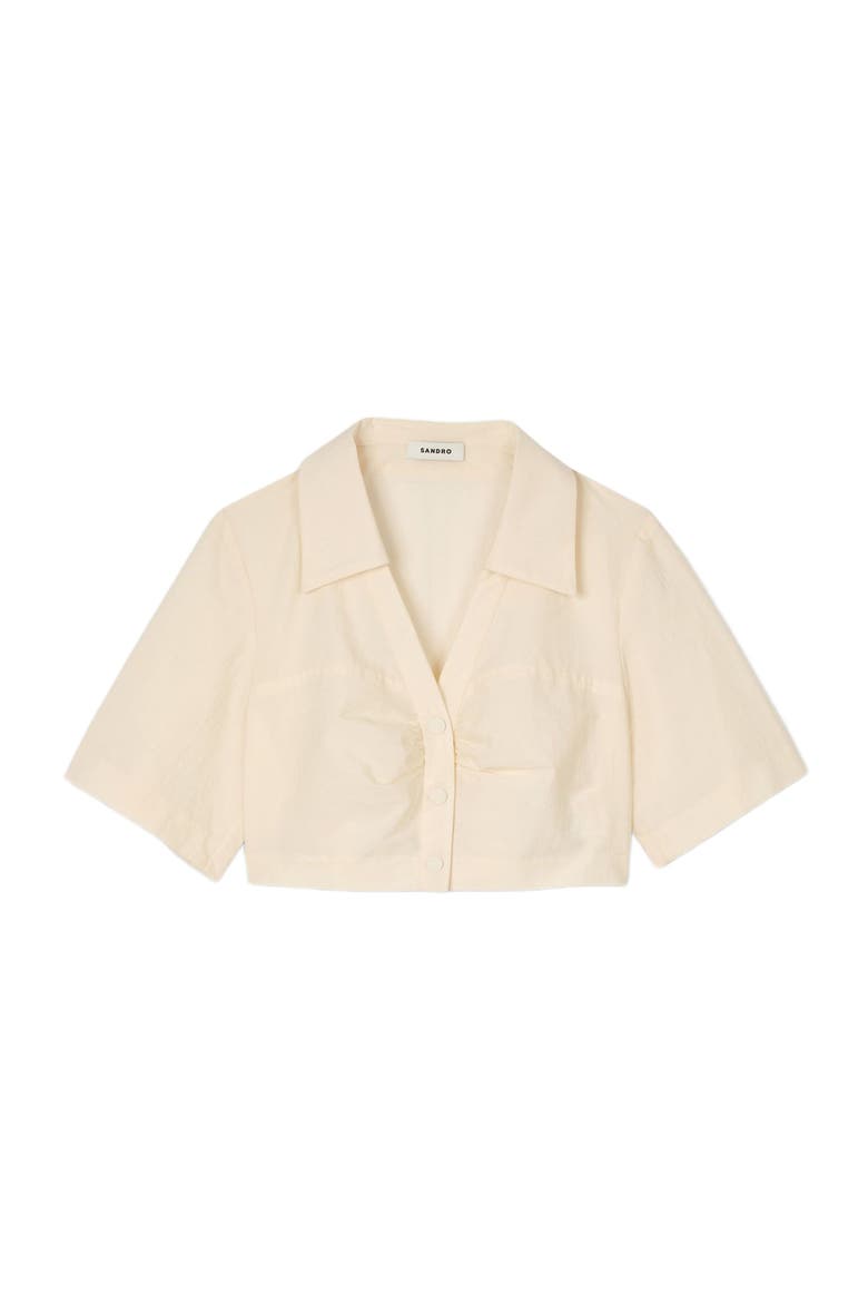 Cropped gathered shirt, Alternate, color, Ecru