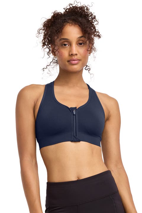 Women's Seamfree Mid Impact Zip Front Sports Bra