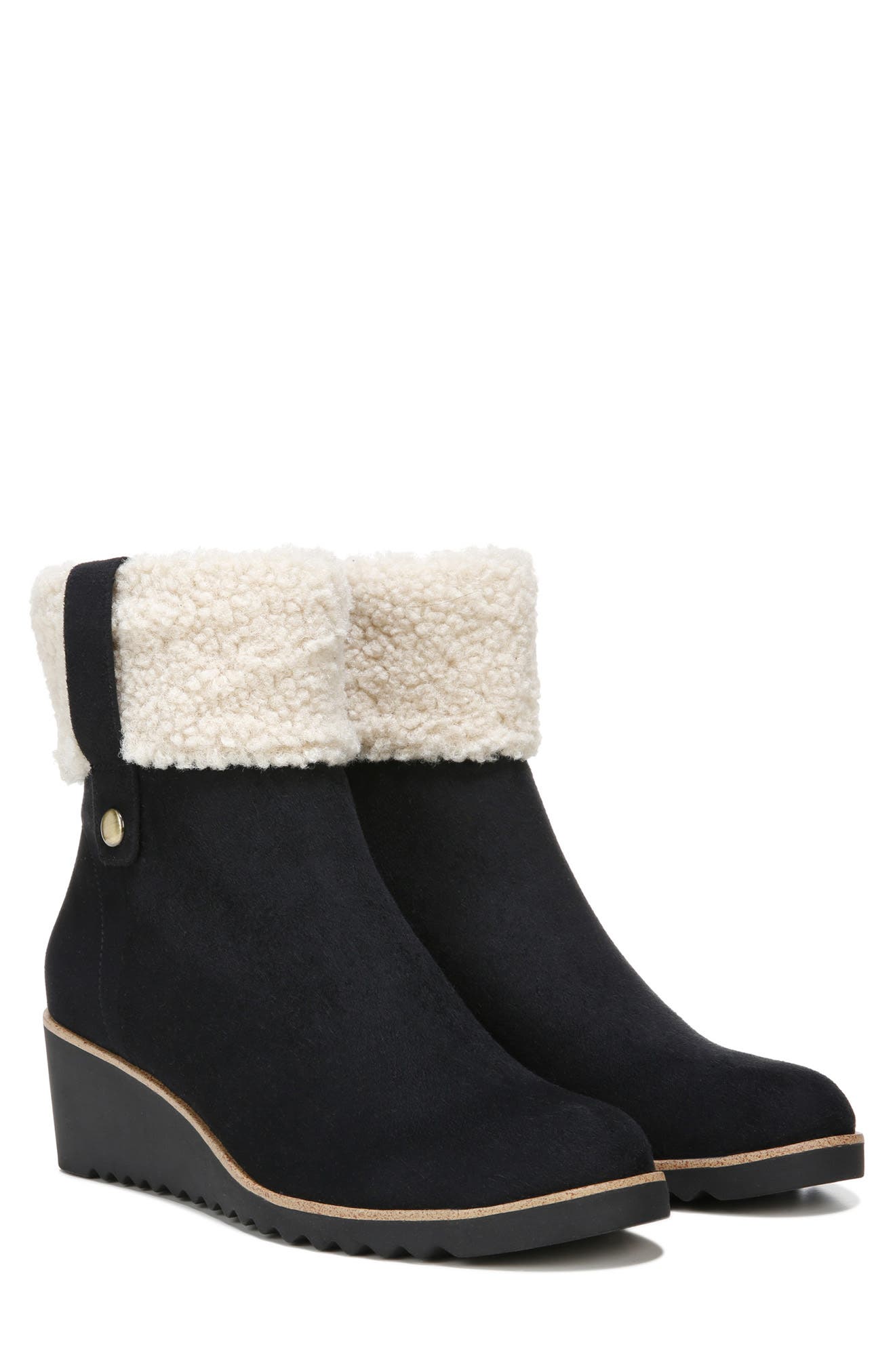 LifeStride Zurich Faux Shearling Cuff Wedge Bootie, Alternate, color, 