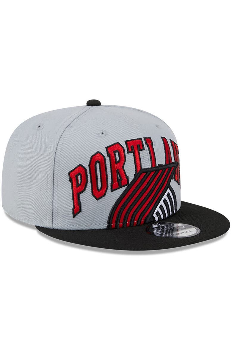 New Era Men's New Era Gray/Black Portland Trail Blazers Tip-Off Two-Tone 9FIFTY Snapback Hat, Alternate, color, Gray