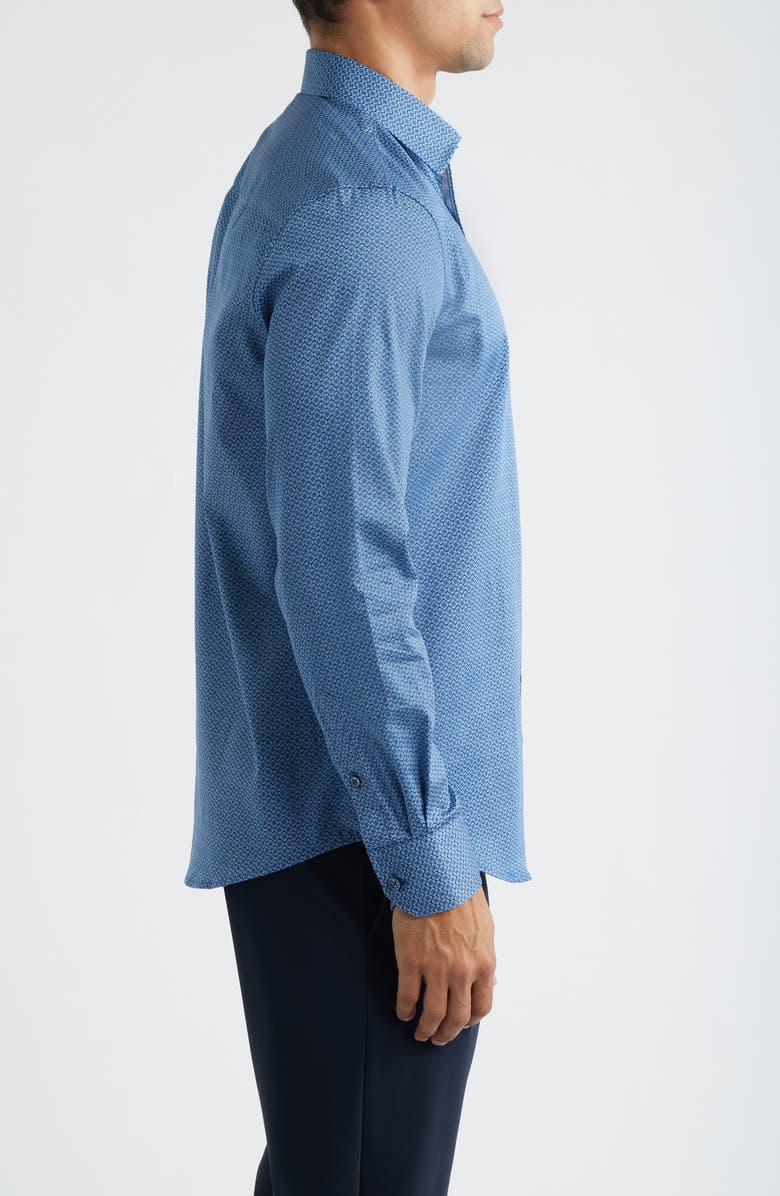Bugatchi Julian Shaped Fit Cotton Button-Up Shirt, Alternate, color, Navy