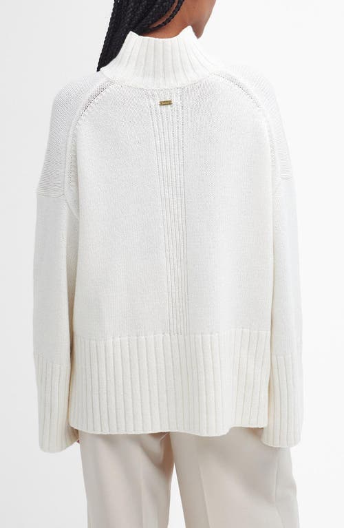 Barbour Serena Cotton & Wool Blend Turtleneck Sweater In Cloud White