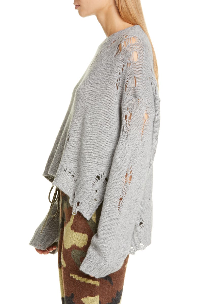 R13 Shredded Side Slit Wool Sweater, Alternate, color,