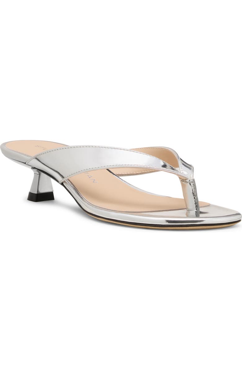 Stuart Weitzman Rio Kitten Heel Sandal, Main, color, Silver