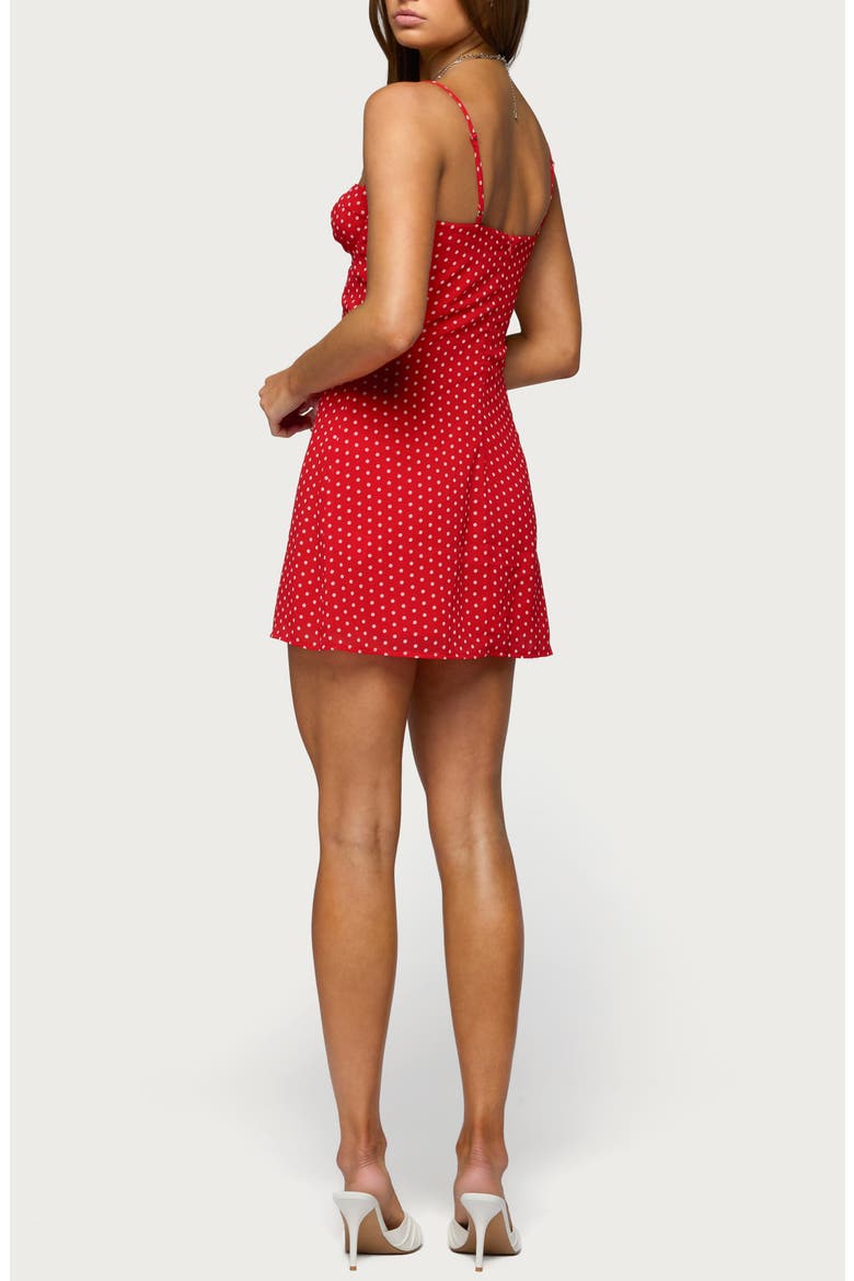 Polka Dot Chiffon Minidress, Alternate, color, RED