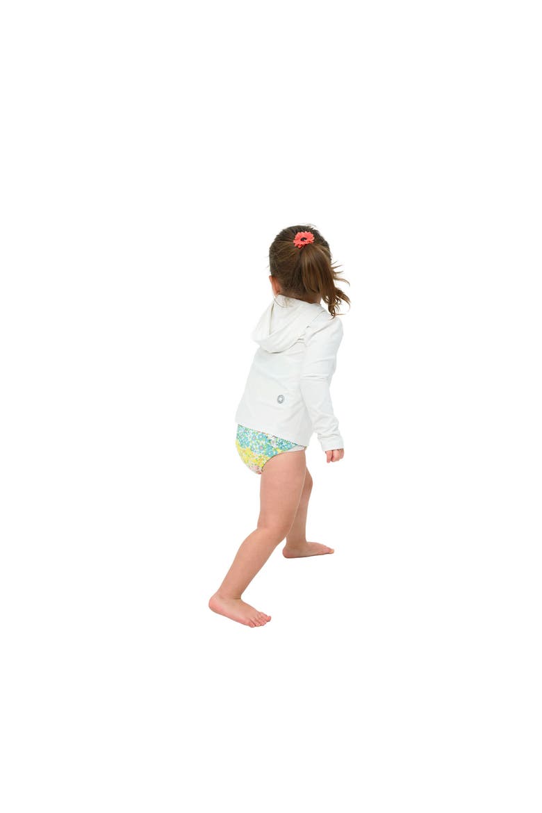 Toddler's Long Sleeve Full Zip Hoodie Top with Sun and UV Protection, Alternate, color, White
