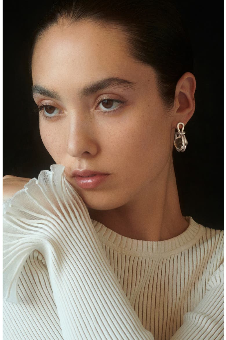 Sling Quartz Drop Earrings, Alternate, color, SILVER
