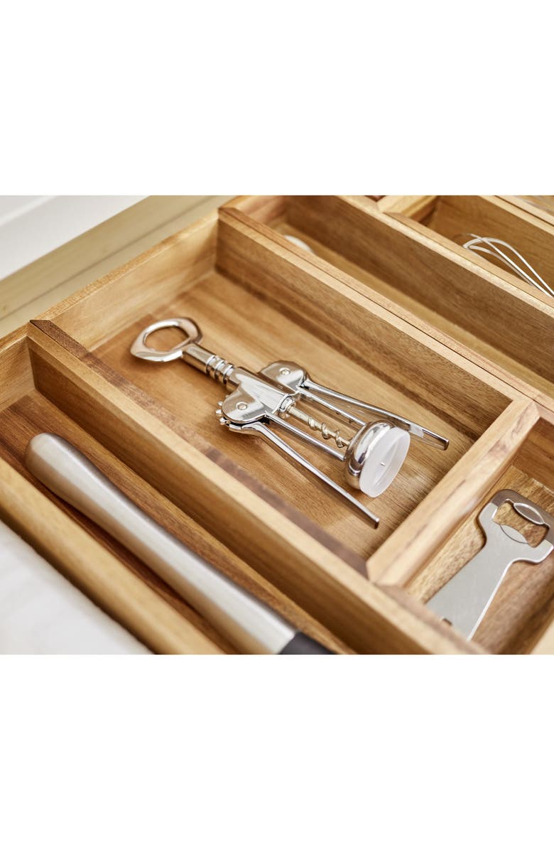 iDesign Acacia Wood Kitchen Drawer Organizer - Set of 3 - Natural, Alternate, color, 