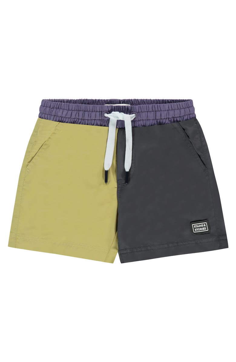 Stains and Stories by Babyface Colorblock Swim Shorts, Main, color, Dark Grey