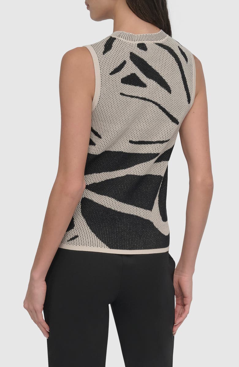 DKNY Abstract Floral Jacquard Sleeveless Cotton-Blend Sweater, Alternate, color, 