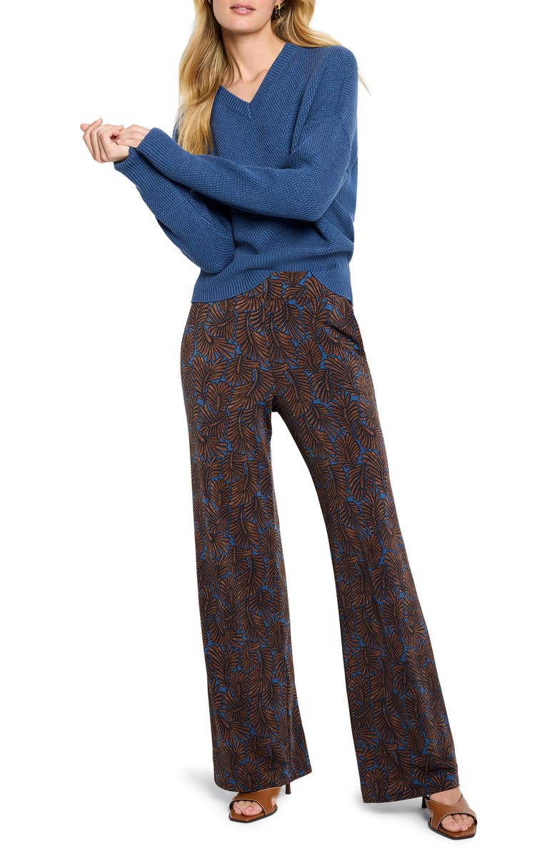 NIC+ZOE Tuck Stitch V-Neck Cotton Blend Sweater, Alternate, color, Ocean