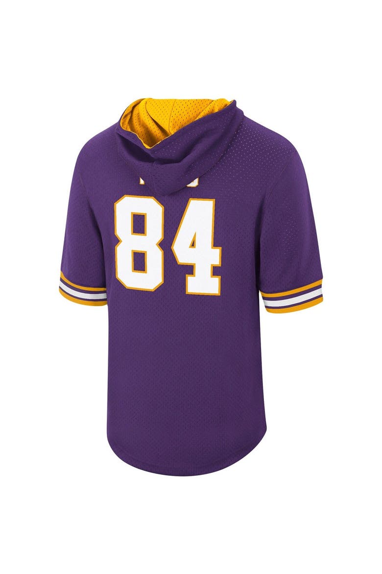 Men's Mitchell & Ness Randy Moss Purple Minnesota Vikings Retired Player Mesh Name & Number Hoodie T-Shirt, Alternate, color, Purple