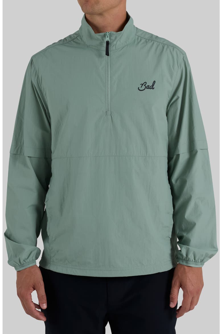 Bad Elements Water Repellent Quarter Zip Windbreaker, Main, color, WASHED SAGE