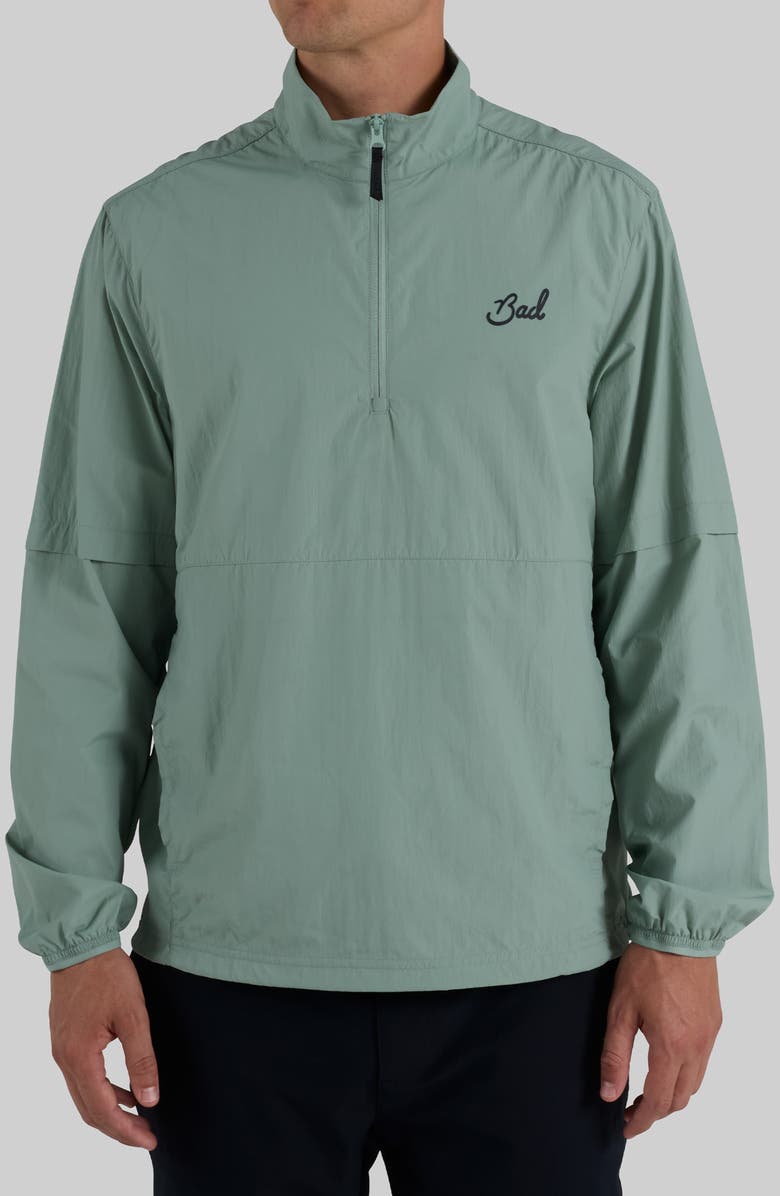 Bad Birdie Bad Elements Water Repellent Quarter Zip Windbreaker, Main, color, Washed Sage