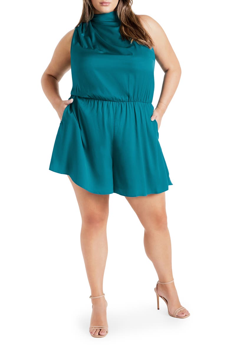 Kiana Sleeveless Playsuit, Main, color, AQUA