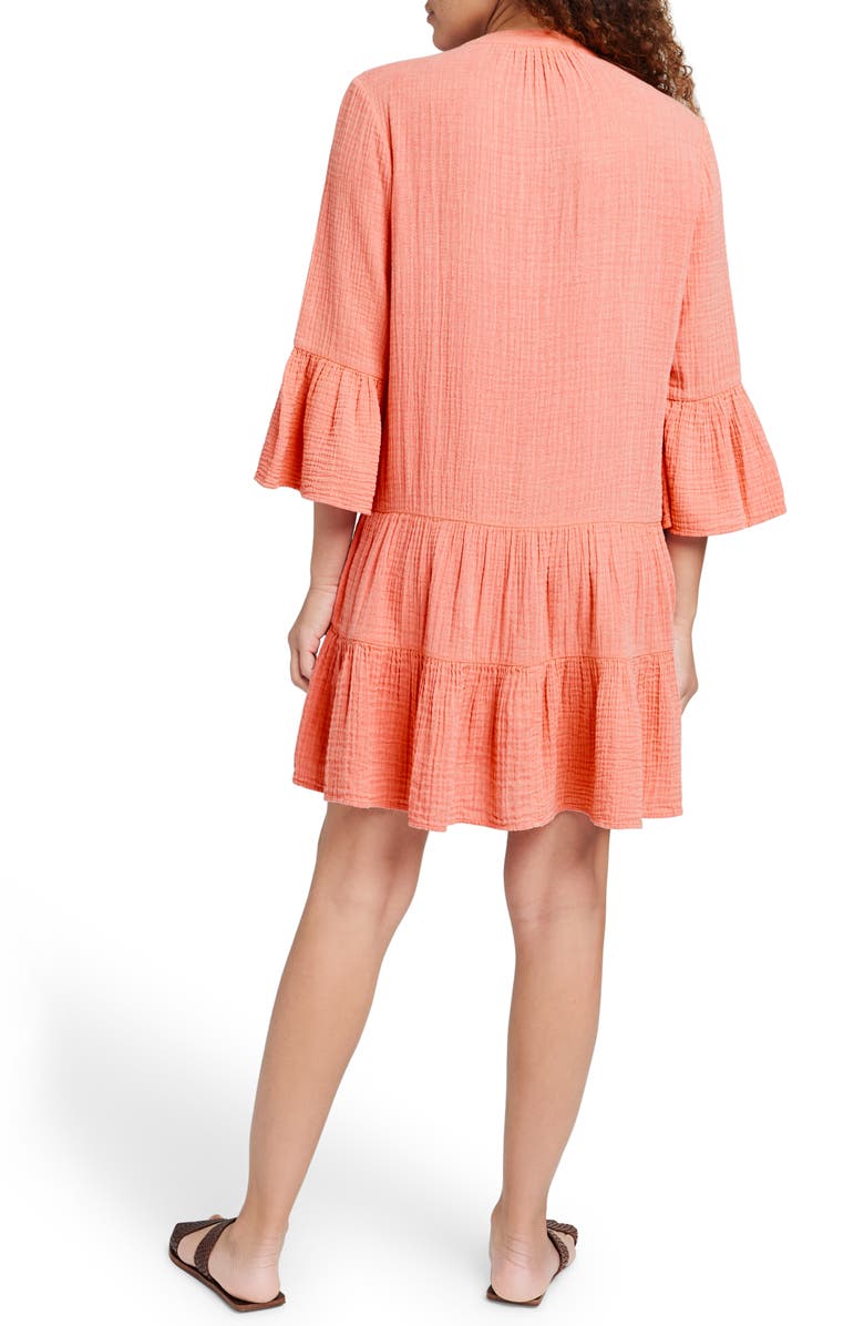 Faherty Kasey Dream Gauze Tiered Organic Cotton Minidress, Alternate, color, Coral