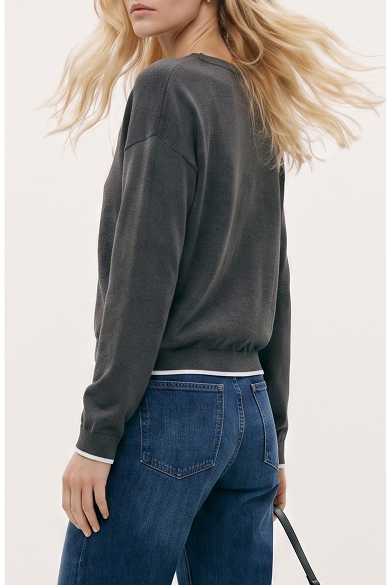 Bella Two-Way V-Neck Sweater, Alternate, color, DARK GREY MELANGEDETAIL