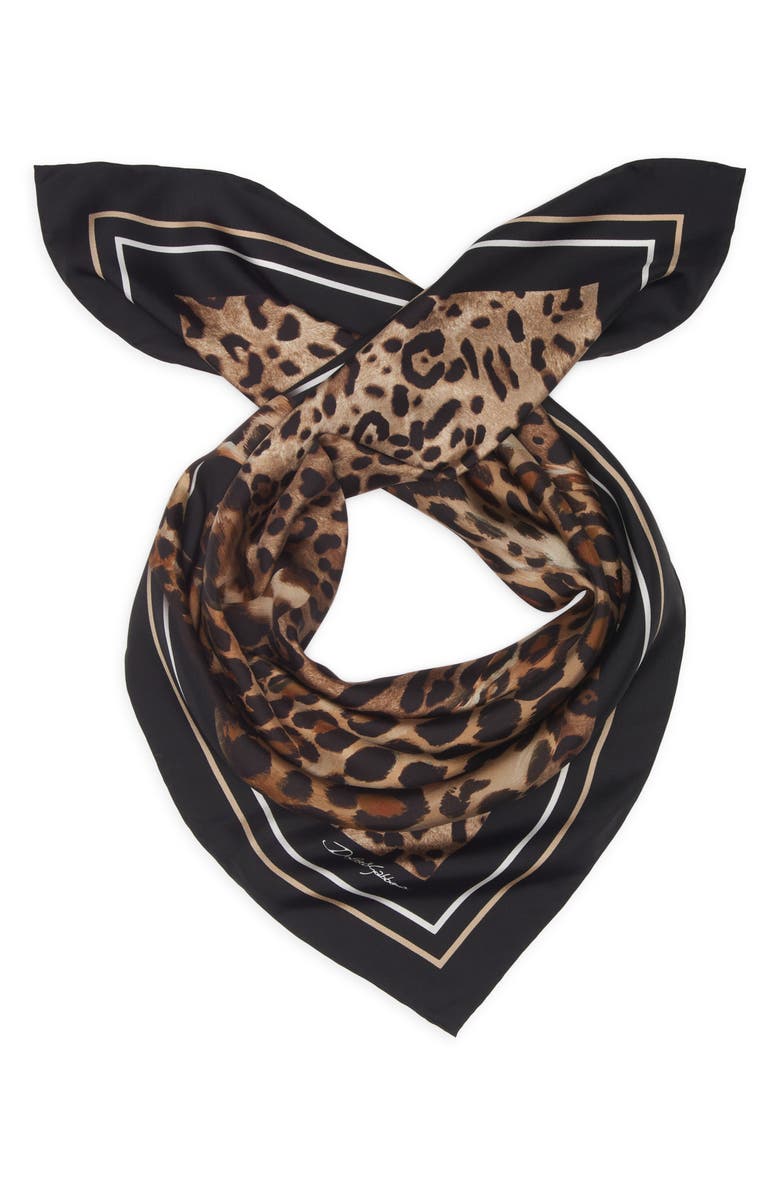 Dolce&Gabbana Leopard Square Silk Scarf, Alternate, color,
