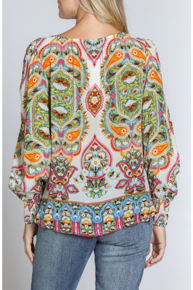 Print Blouson Sleeve Top, Alternate, color, GREEN MULTI