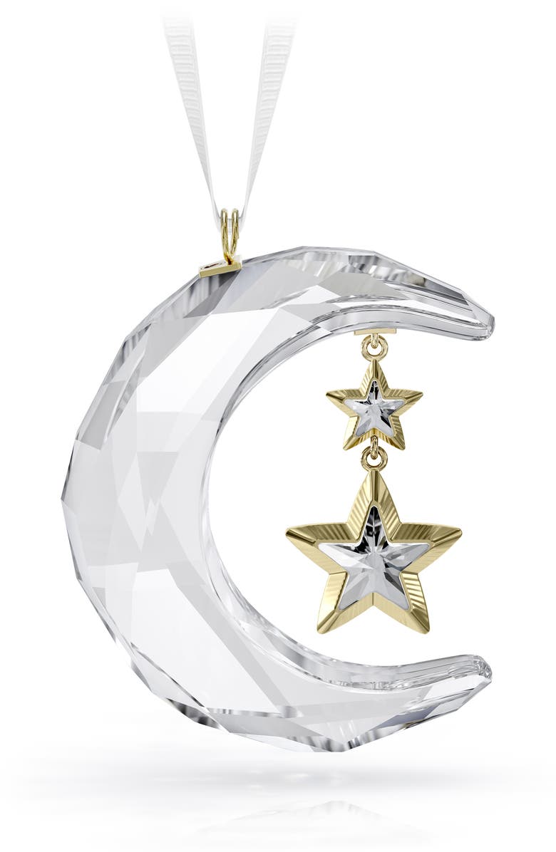 Swarovski Holiday Magic Moon Crystal Ornament, Main, color, Clear / Gold