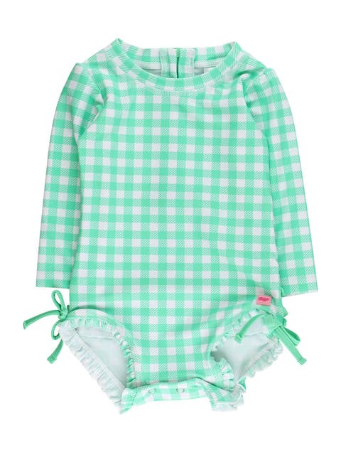 Baby Girls Gingham Long Sleeve UPF50+ One Piece Rash Guard