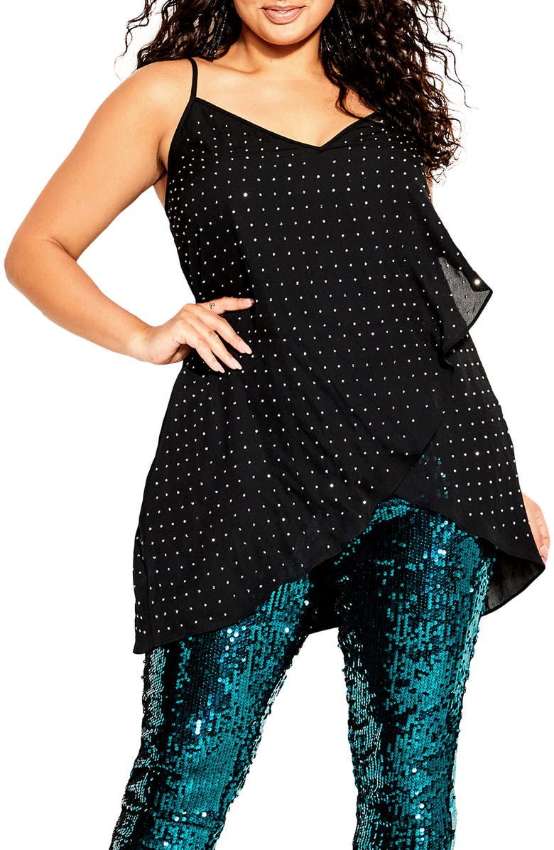 City Chic Embellished High-Low Camisole, Main, color, 